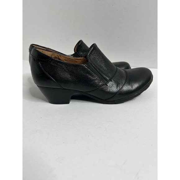 Sofft Shoes Womens 8.5 Loafers Black Leather Slip On Heels Casual Comfort - Picture 3 of 7